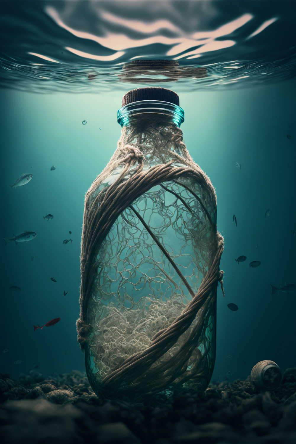 Fishing nets & plastic bottles